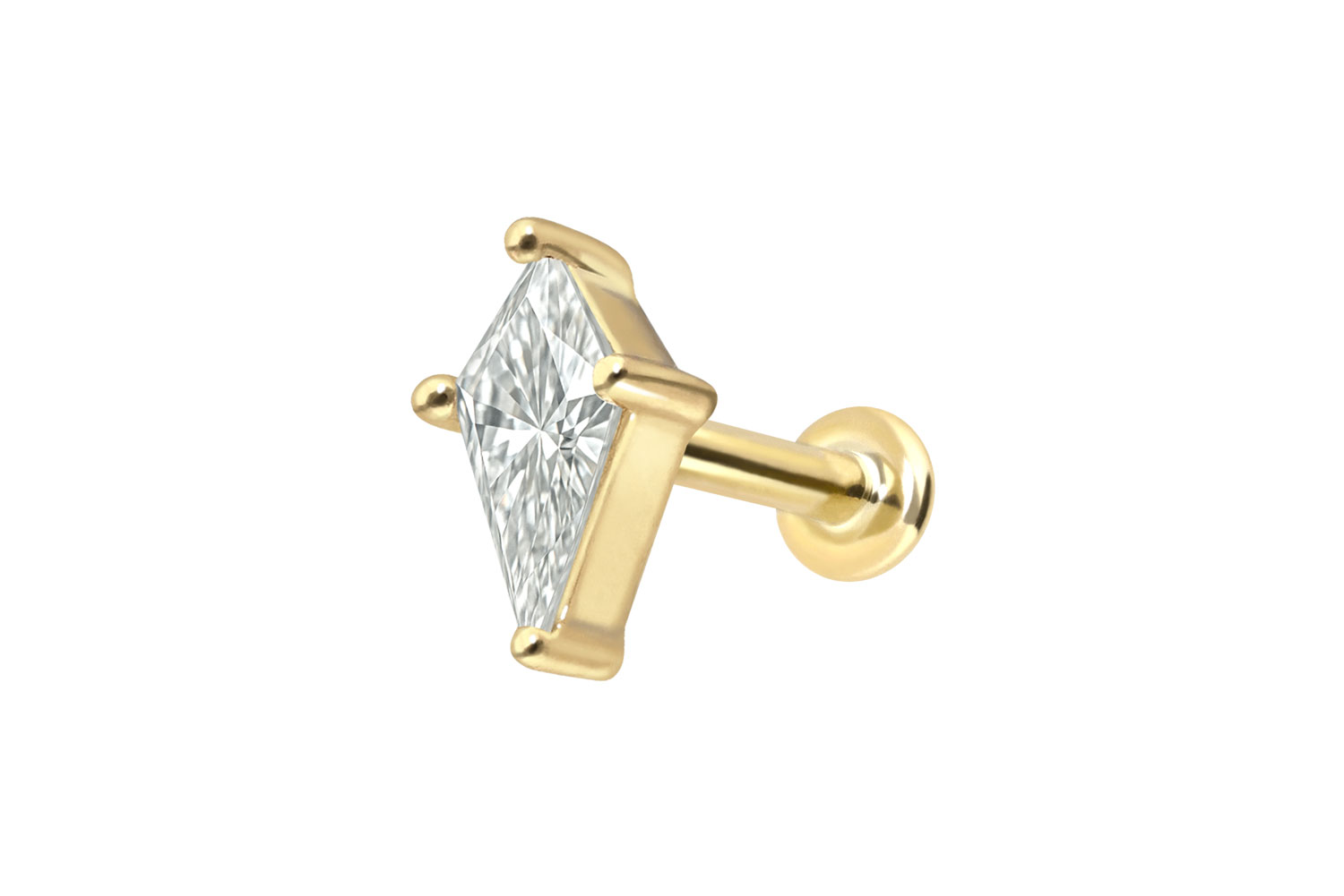 18 Karat Gold Labret Piercing mit Innengewinde DIAMANT-SCHILD